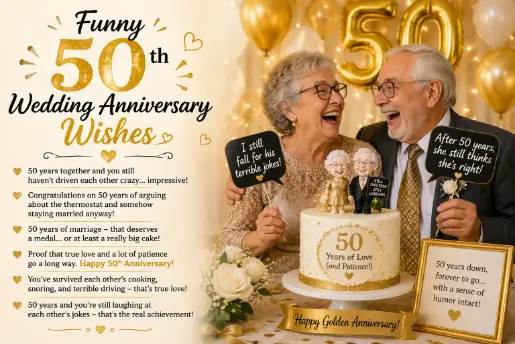 Funny 50th Wedding Anniversary Wishes