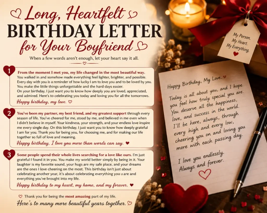 Long, Heartfelt Birthday Letter for Your Boyfriend