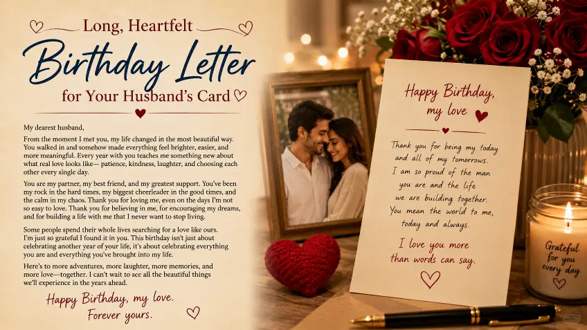 Long, Heartfelt Birthday Letter for Your Husband's Card