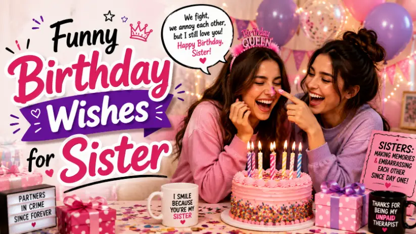 Funny Birthday Wishes for Sister